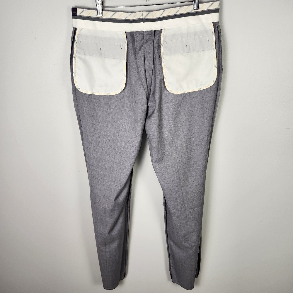 Mantoni 100% Italian Super Fine Wool No Pleat Dress Pants In Gray Size 38R #0413 - Picture 9 of 14